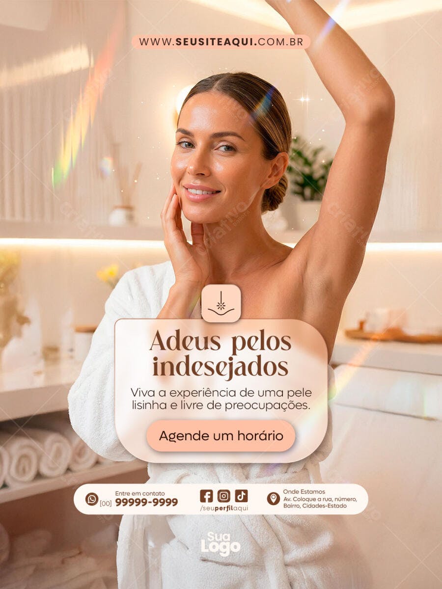 Post Instagram Depilação a Laser Estética PSD Editável