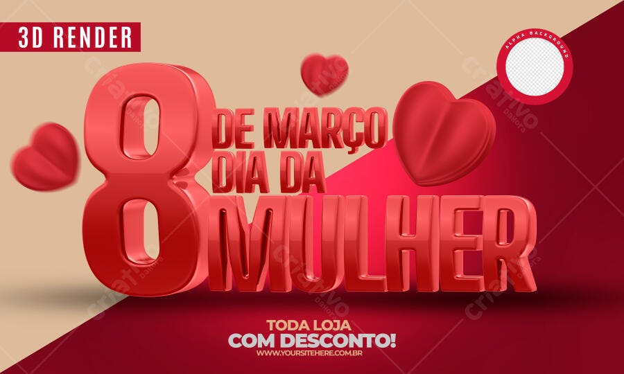 Post Instagram Dia da Mulher 8 de Março PSD Editável