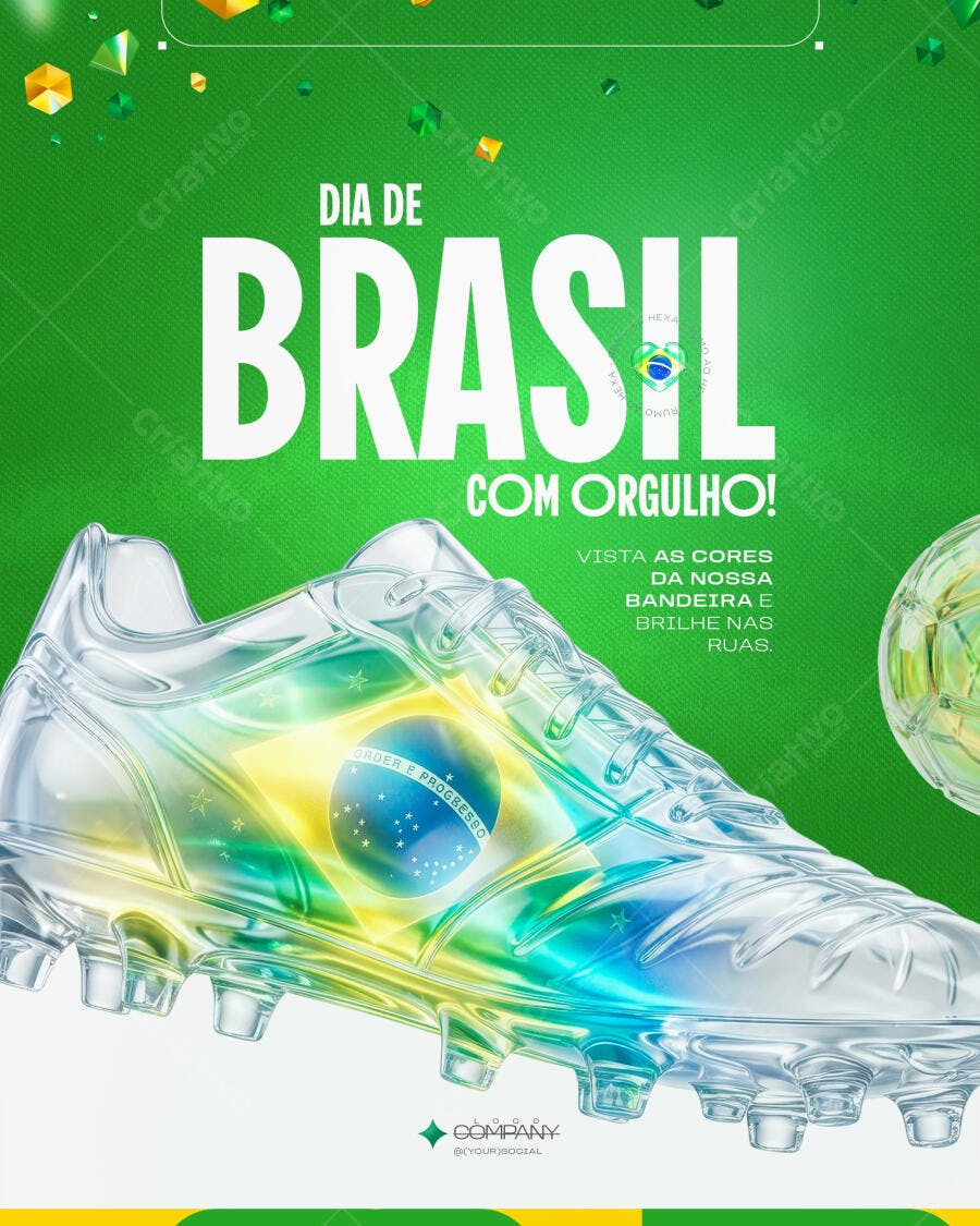 Post Instagram Dia de Brasil Copa do Mundo PSD Editável