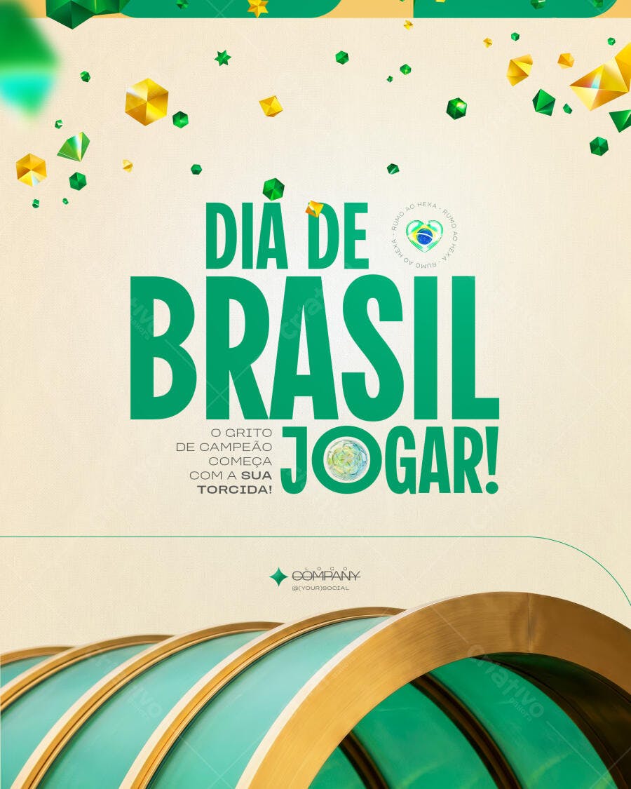 Post Instagram Dia de Brasil Jogar PSD Editável