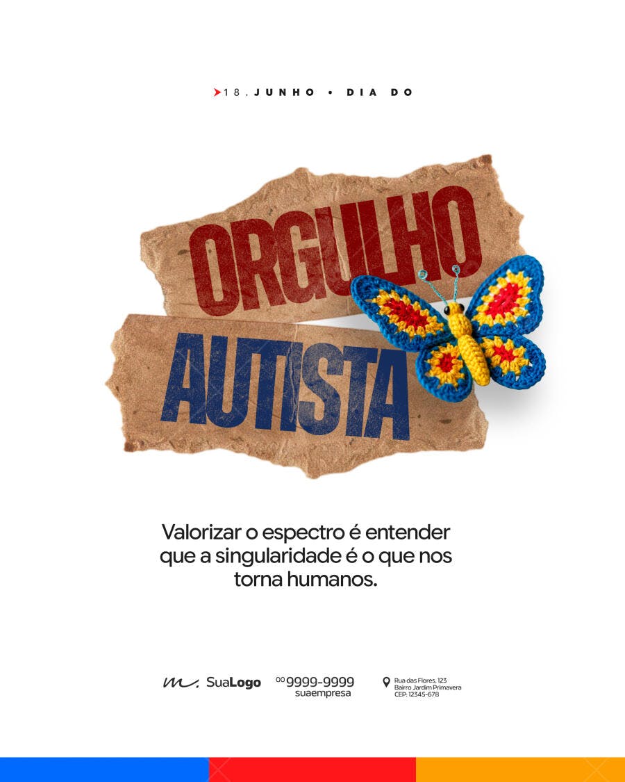 Post Instagram Dia do Orgulho Autista 18 de Junho PSD Editável