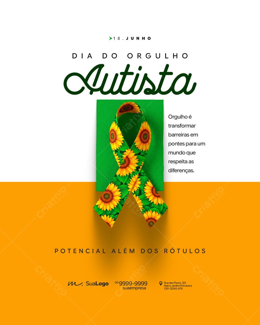 Post Instagram Dia do Orgulho Autista 18 de Junho PSD Editável
