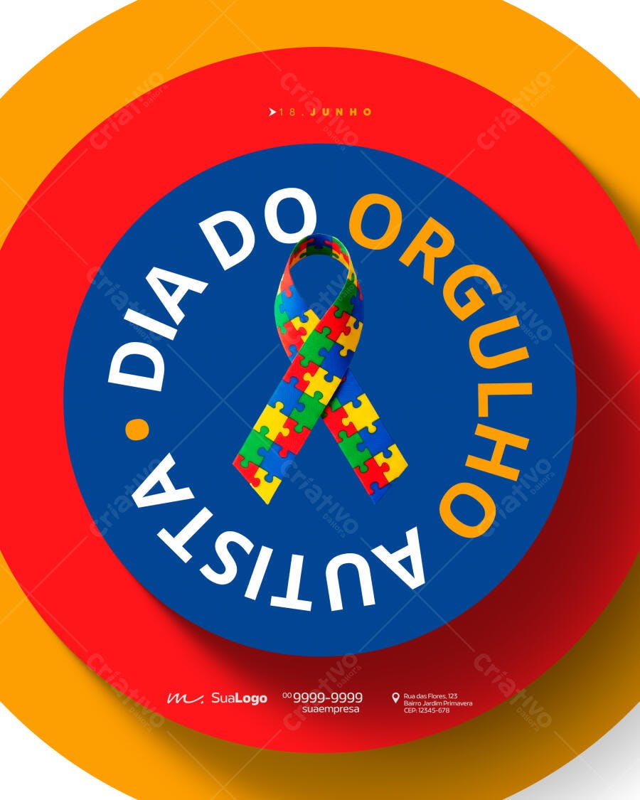 Post Instagram Dia do Orgulho Autista 18 Junho PSD Editável