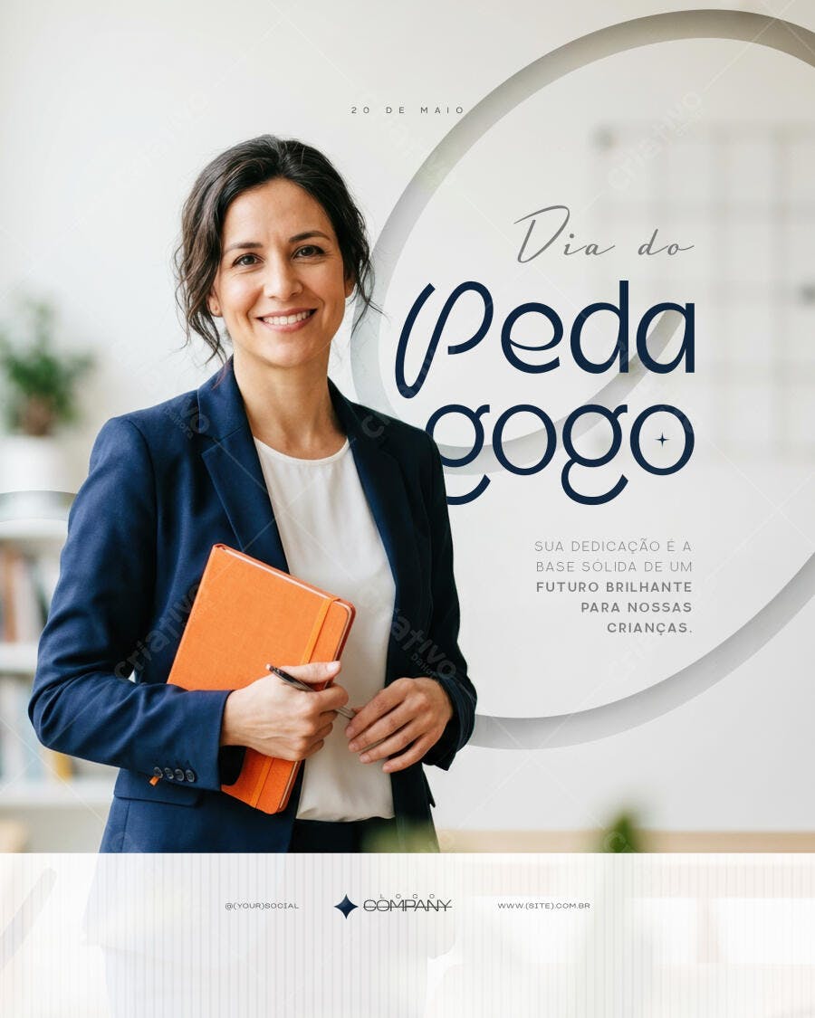 Post Instagram Dia do Pedagogo 20 de Maio PSD Editável