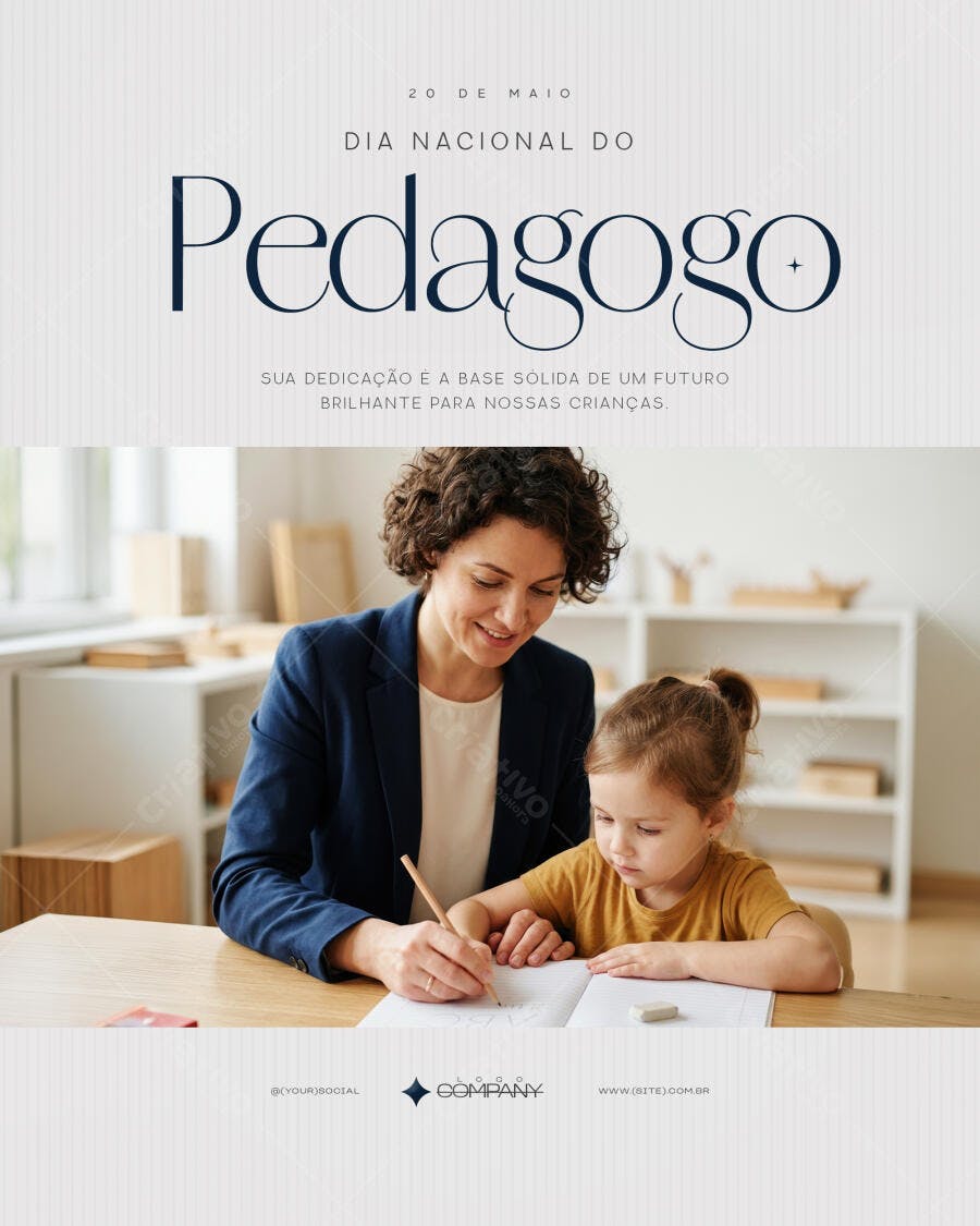 Post Instagram Dia Nacional do Pedagogo 20 de Maio PSD Editável