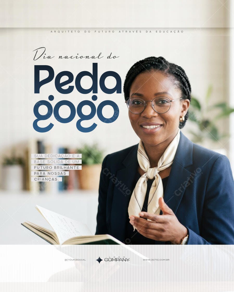 Post Instagram Dia Nacional do Pedagogo Educação PSD Editável