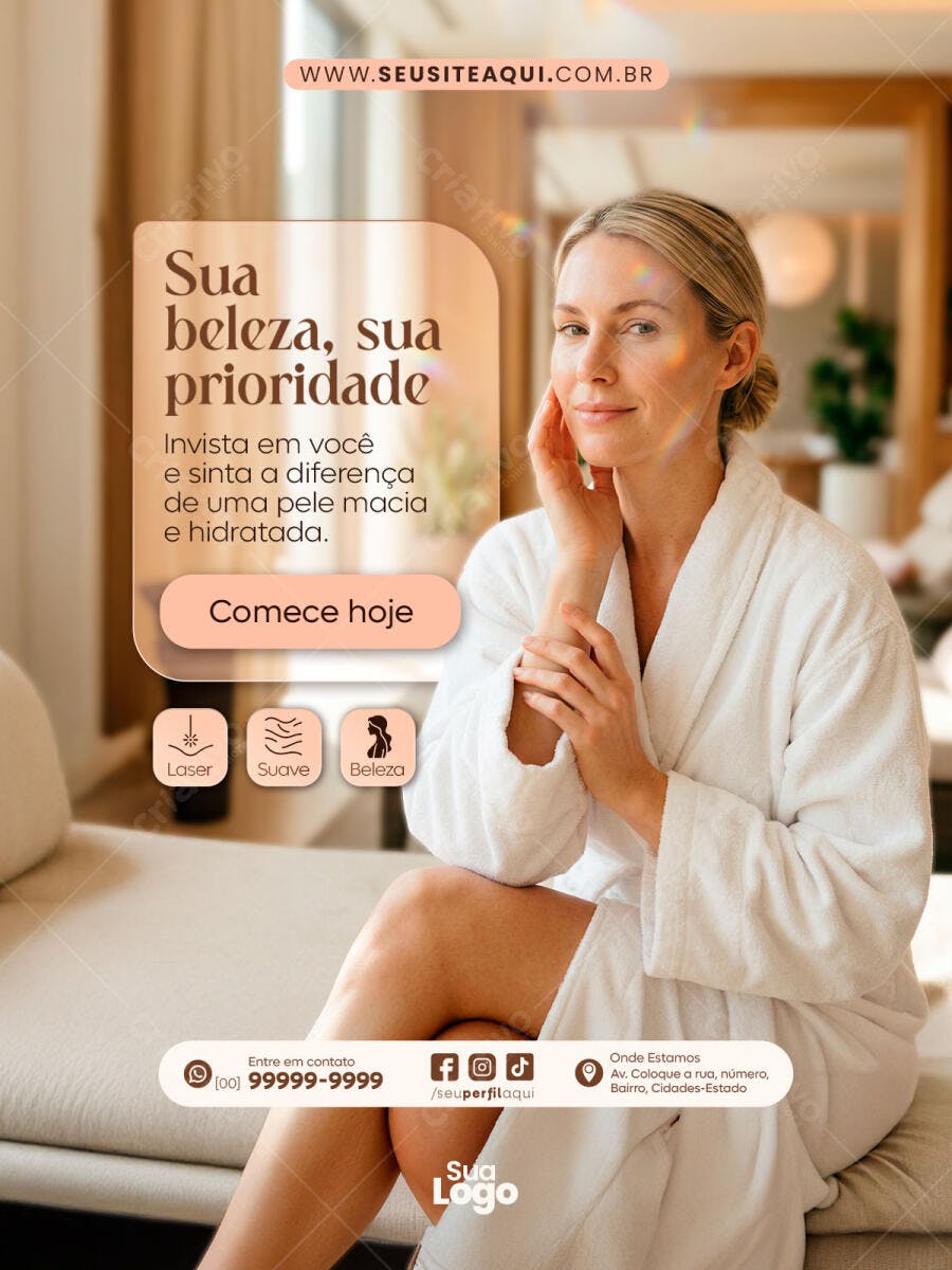 Post Instagram Estética Beleza Skincare PSD Editável