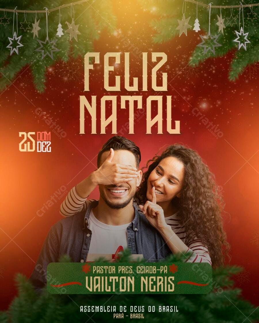 Post Instagram Feliz Natal Dezembro Igreja PSD Editável