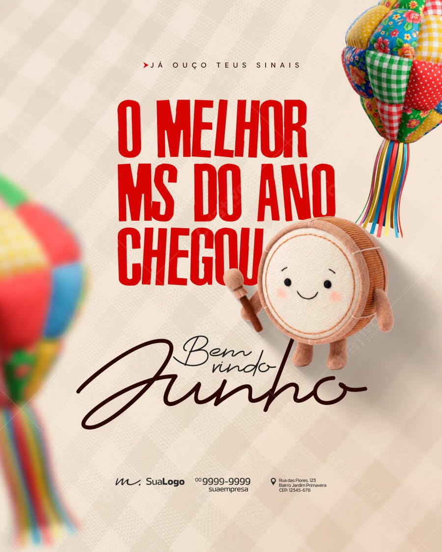 Post Instagram Festa Junina Junho PSD Editável