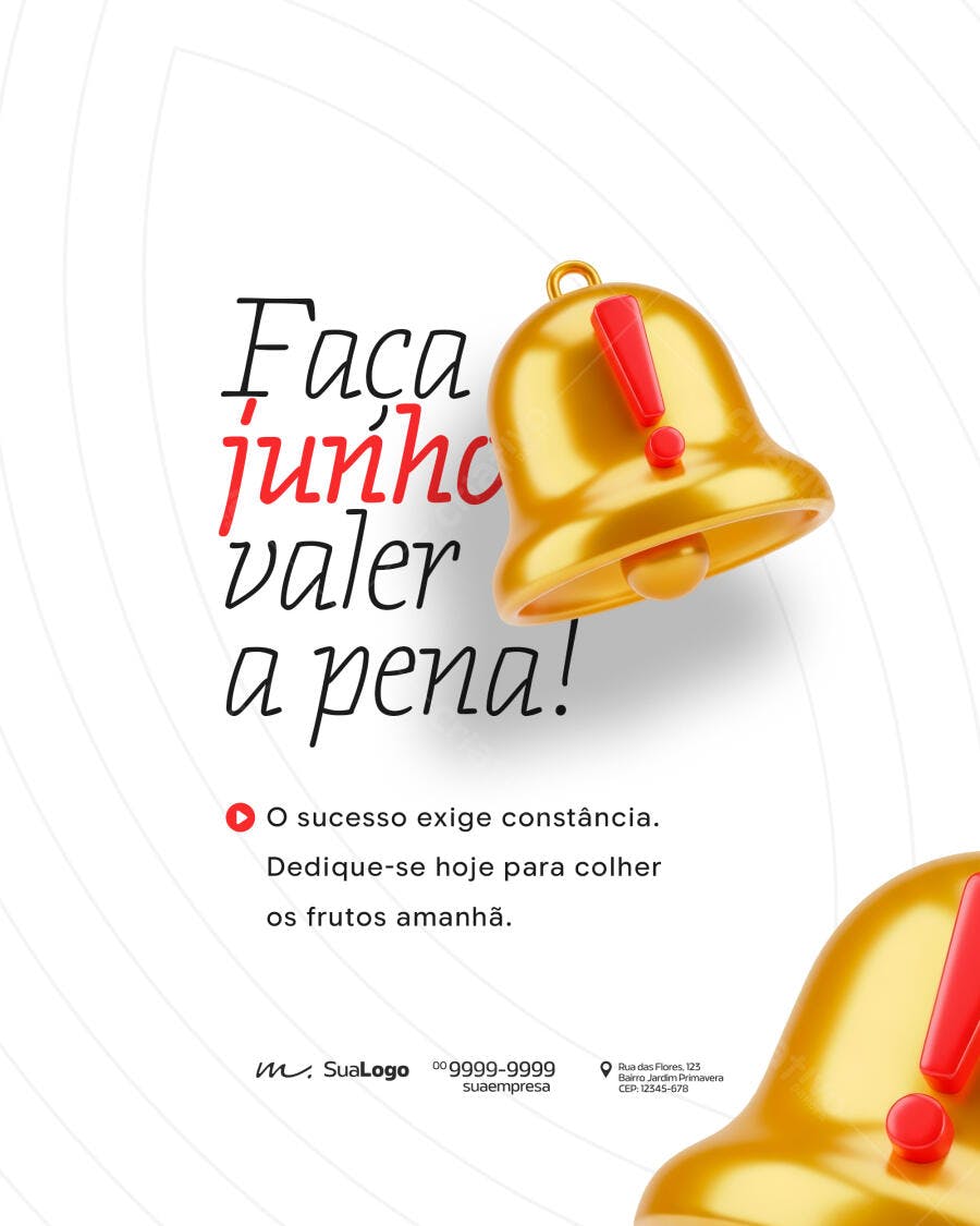 Post Instagram Junho Lembrete Alerta PSD Editável