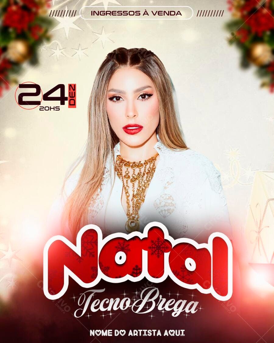 Post Instagram Natal Festa Tecno Brega PSD Editável