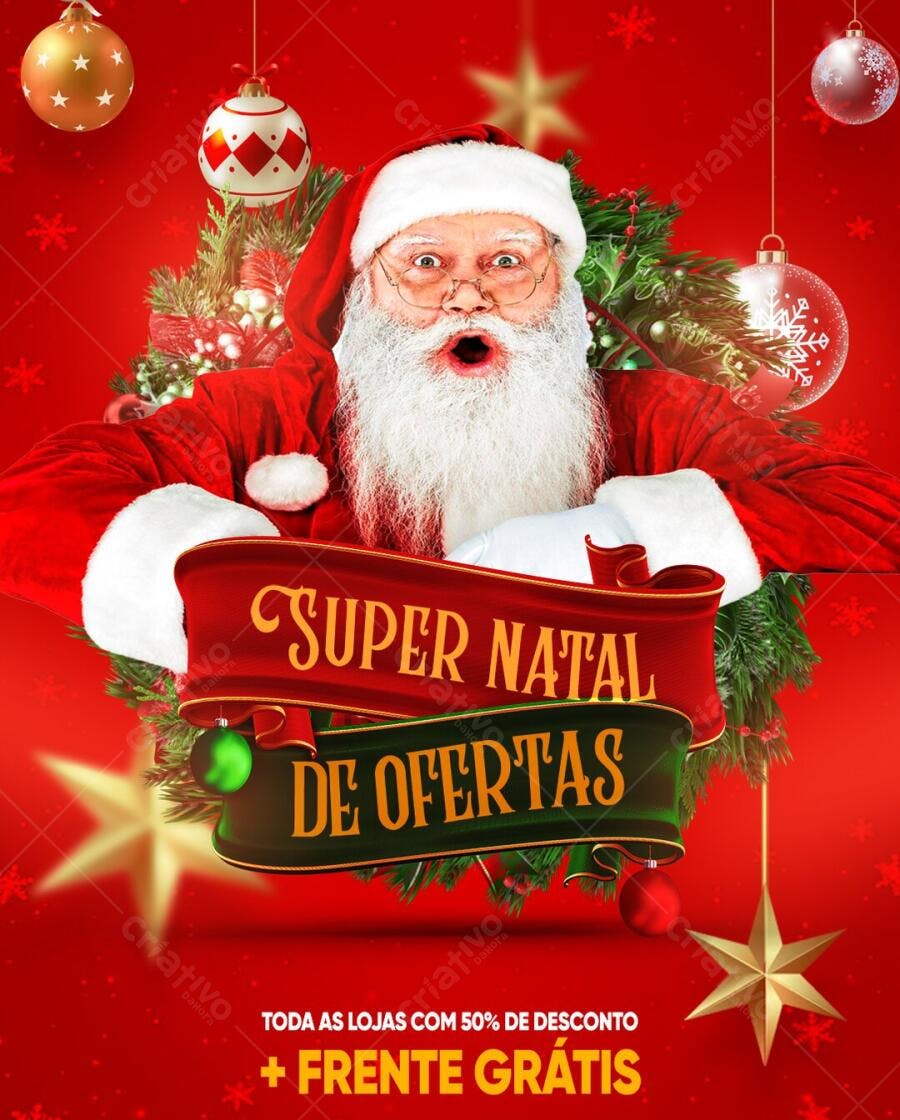 Post Instagram Natal Ofertas Papai Noel PSD Editável