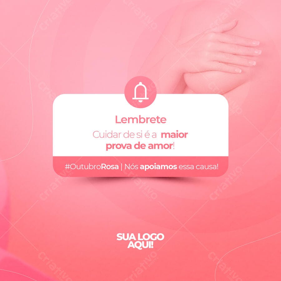 Post Instagram Outubro Rosa Conscientização PSD Editável