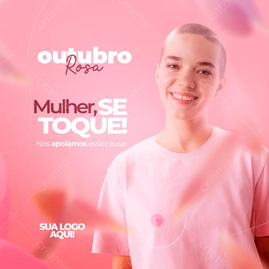 Post Instagram Outubro Rosa Conscientização PSD Editável