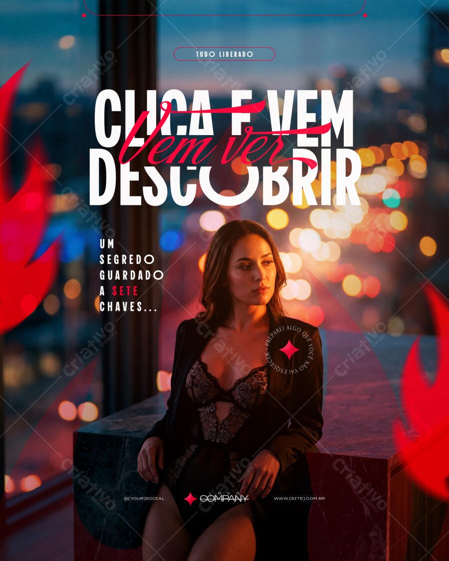 Post Instagram Sensual Lingerie Noite PSD Editável