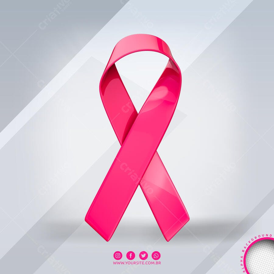 Post Outubro Rosa Conscientização Câncer de Mama PSD Editável