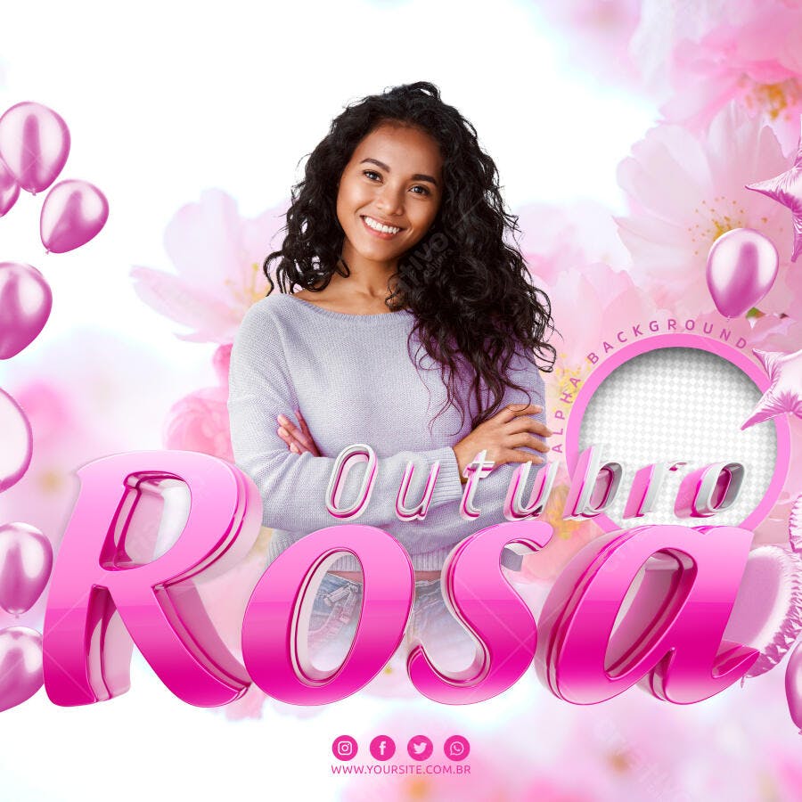 Post Outubro Rosa Conscientização PSD Editável