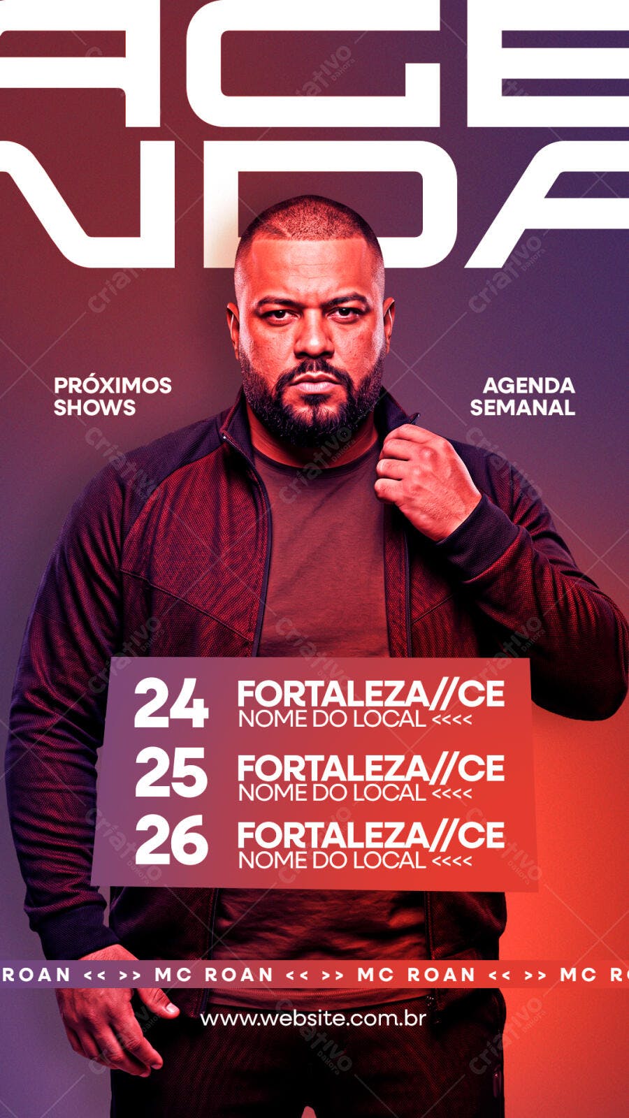 Flyer Agenda Semanal Shows Eventos PSD Editável