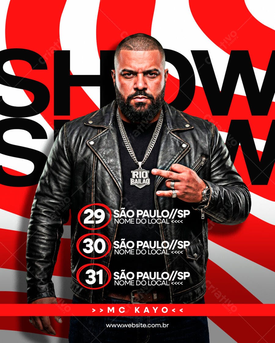 Flyer Show MC Kayo Balada Evento PSD Editável