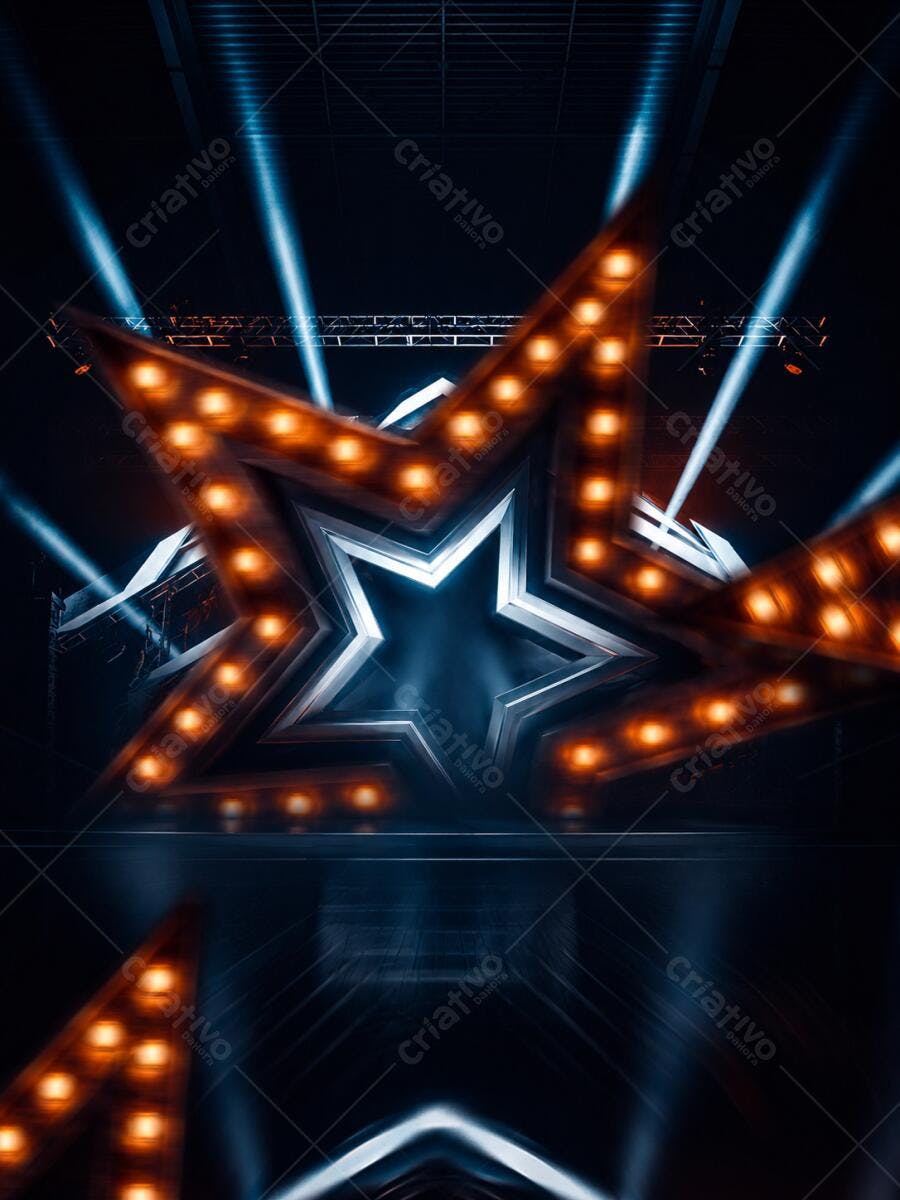 Foto Palco Estrelas Iluminadas Show Evento Fundo Escuro