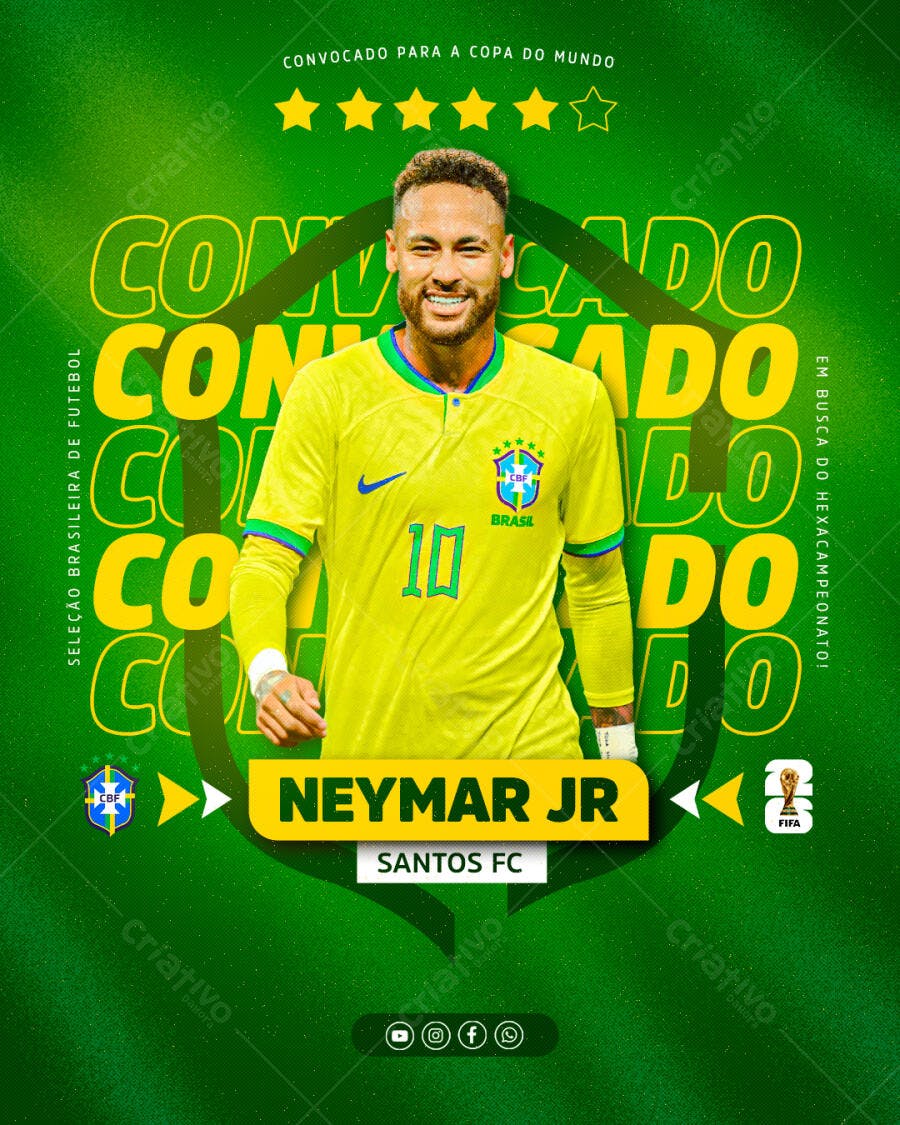 Post Copa do Mundo Neymar Jr Futebol PSD Editável