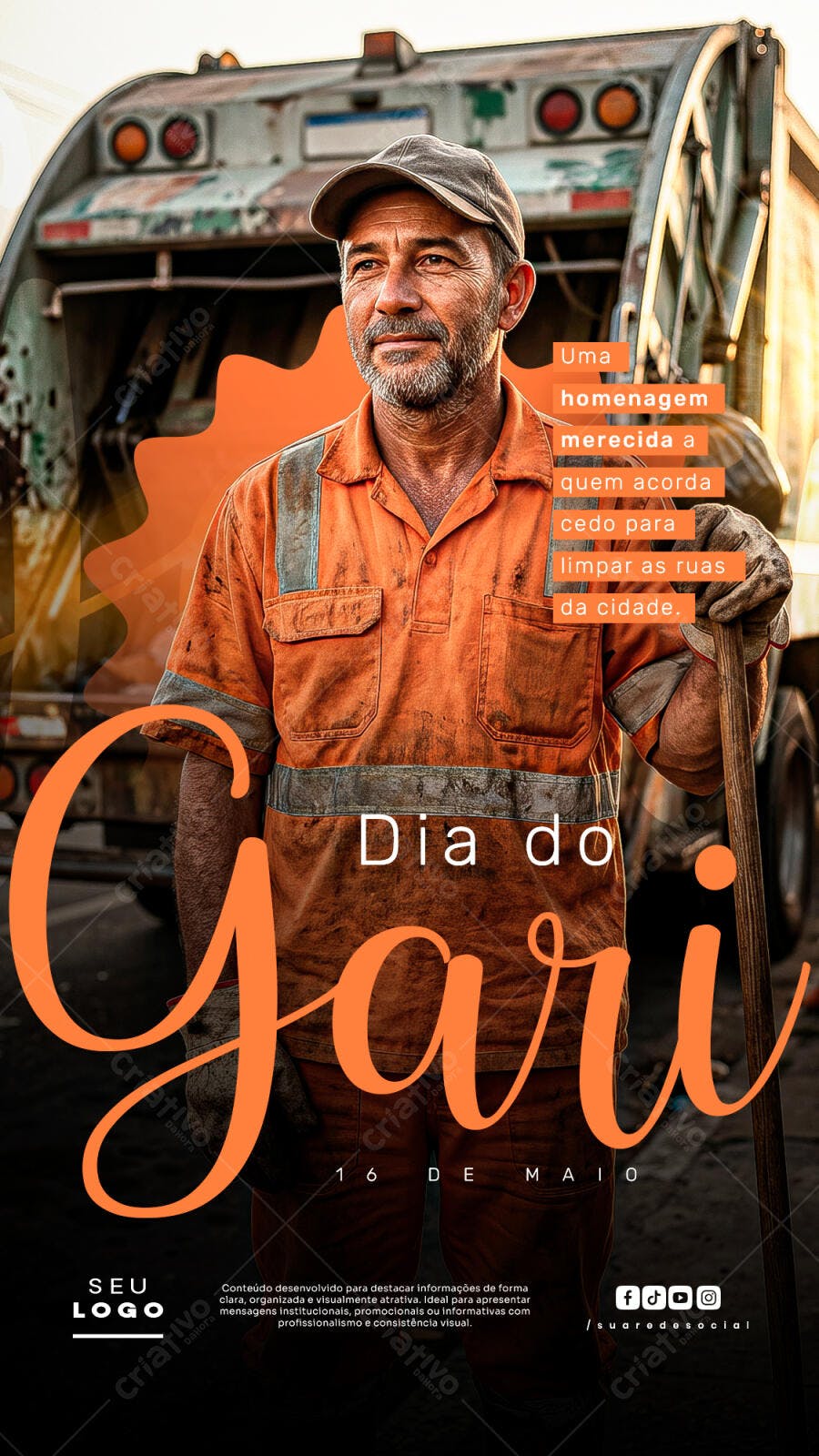Post Dia do Gari 16 de Maio PSD Editável