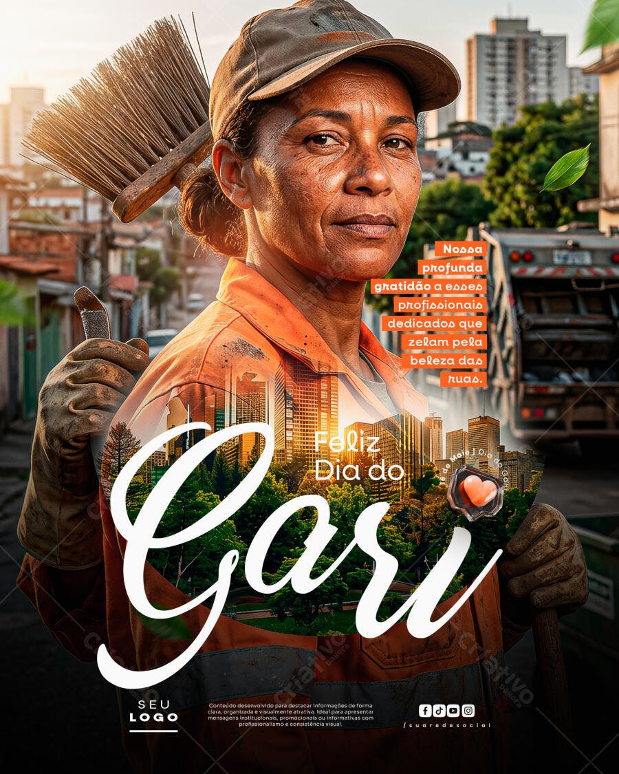 Post Dia do Gari Homenagem Profissional PSD Editável