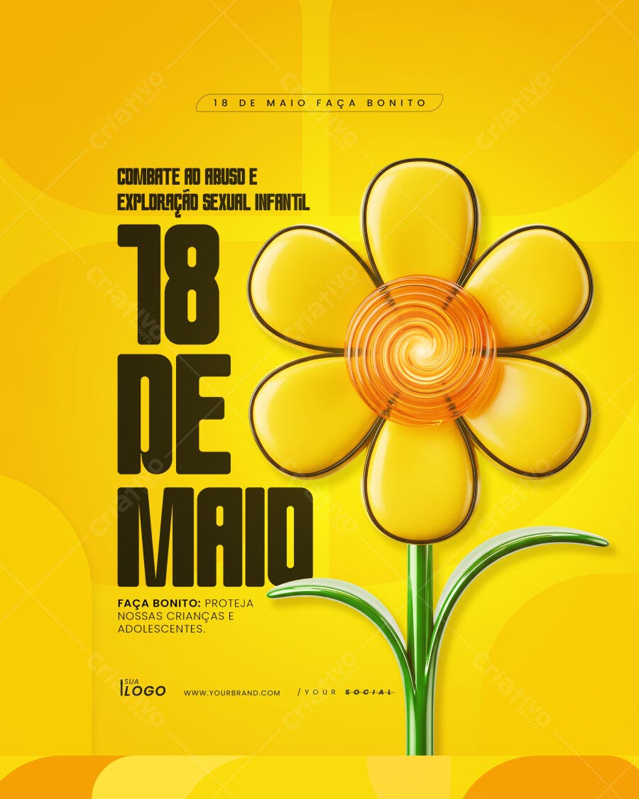Post Instagram 18 de Maio Faça Bonito PSD Editável