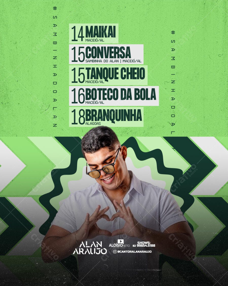 Post Instagram Agenda Shows Músico PSD Editável