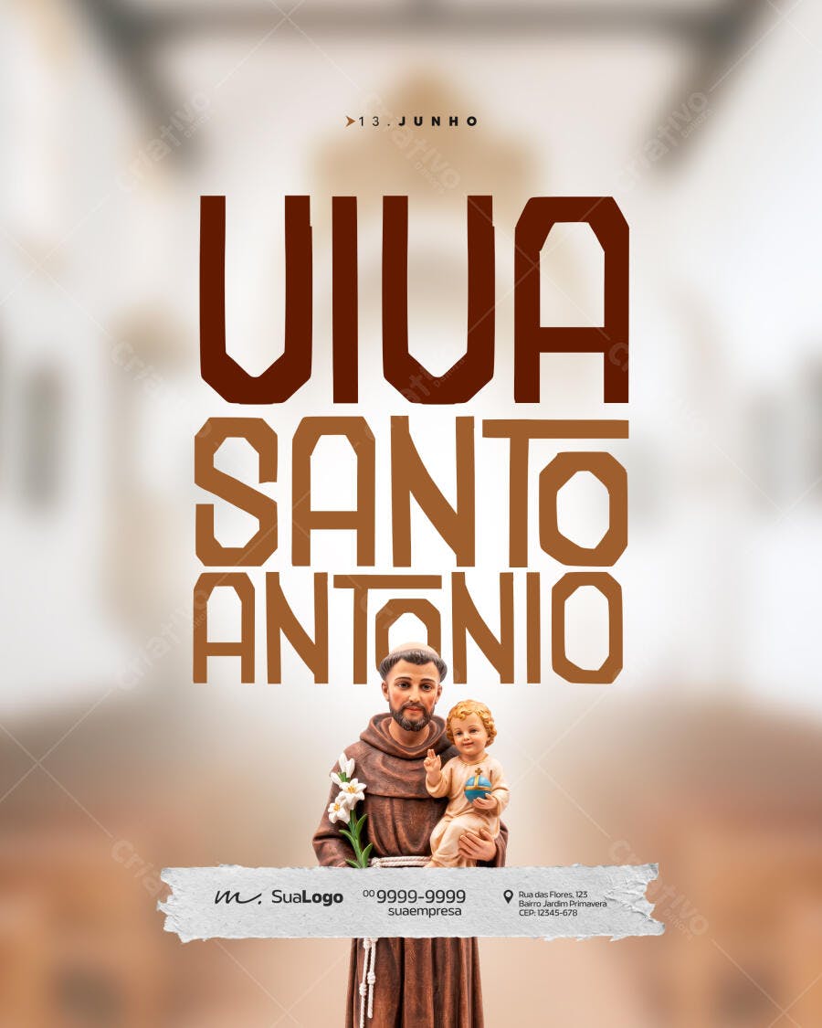 Post Instagram Santo Antônio 13 de Junho PSD Editável