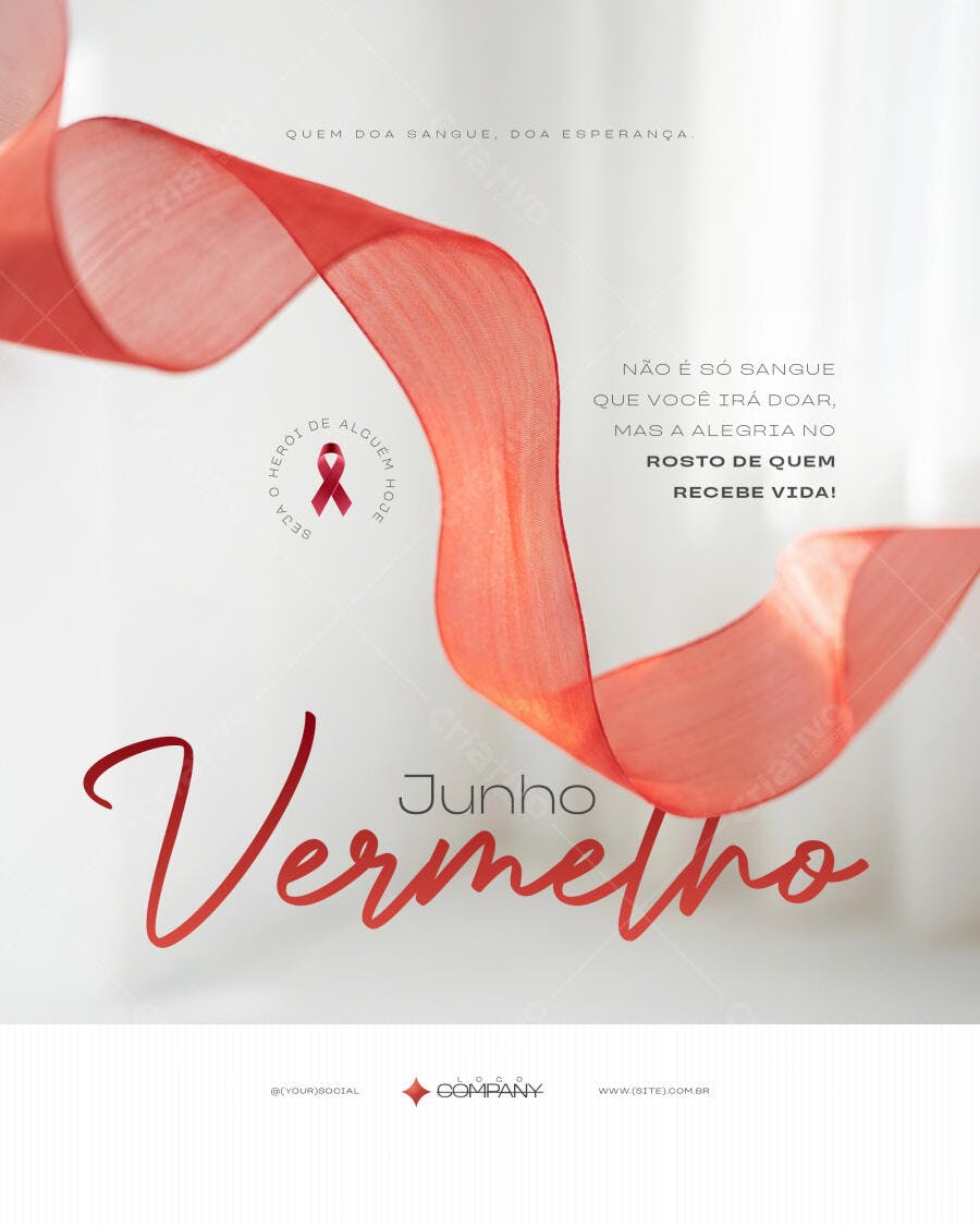 Post Junho Vermelho Doação de Sangue PSD Editável