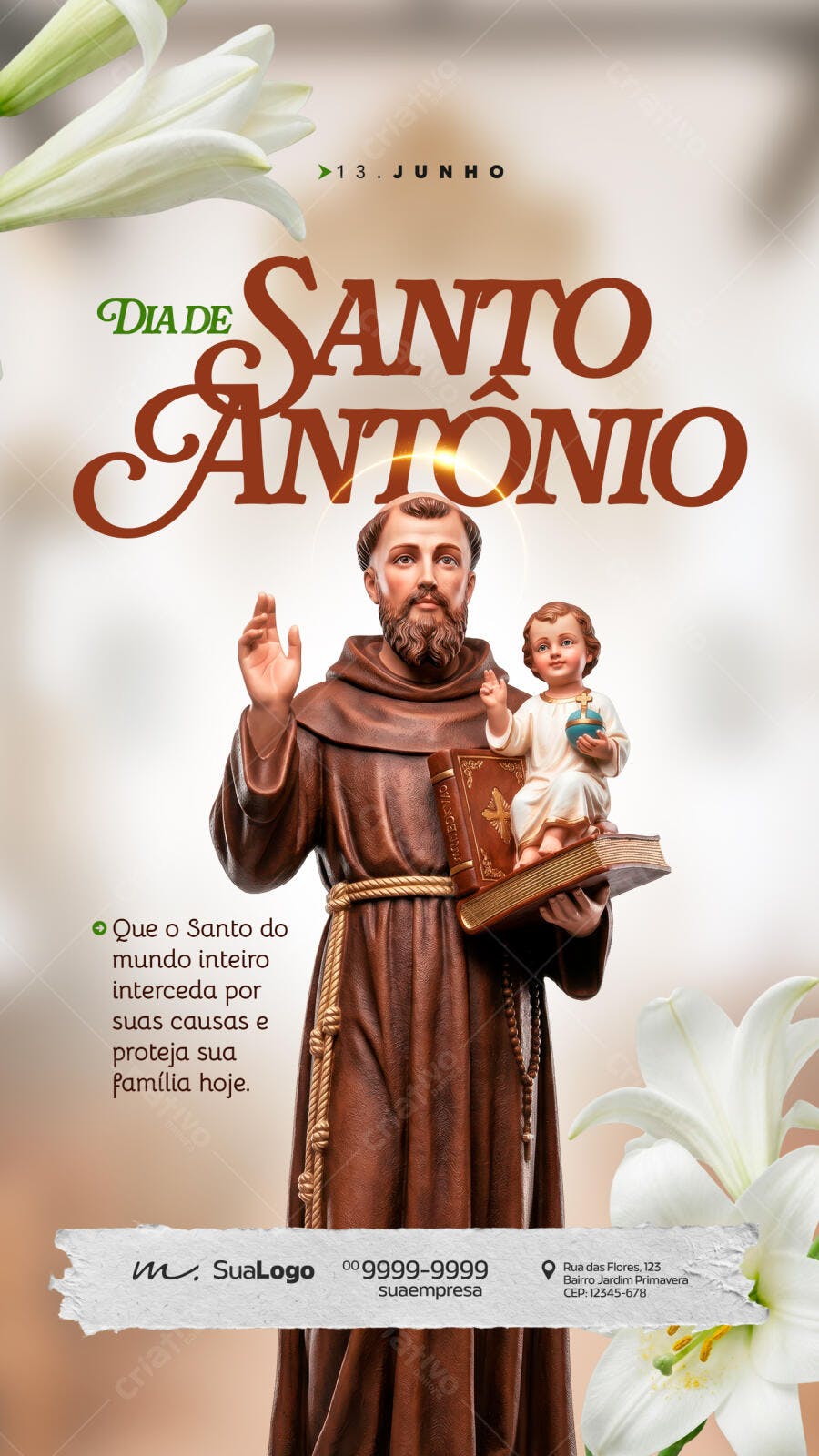Story Dia de Santo Antônio 13 Junho PSD Editável
