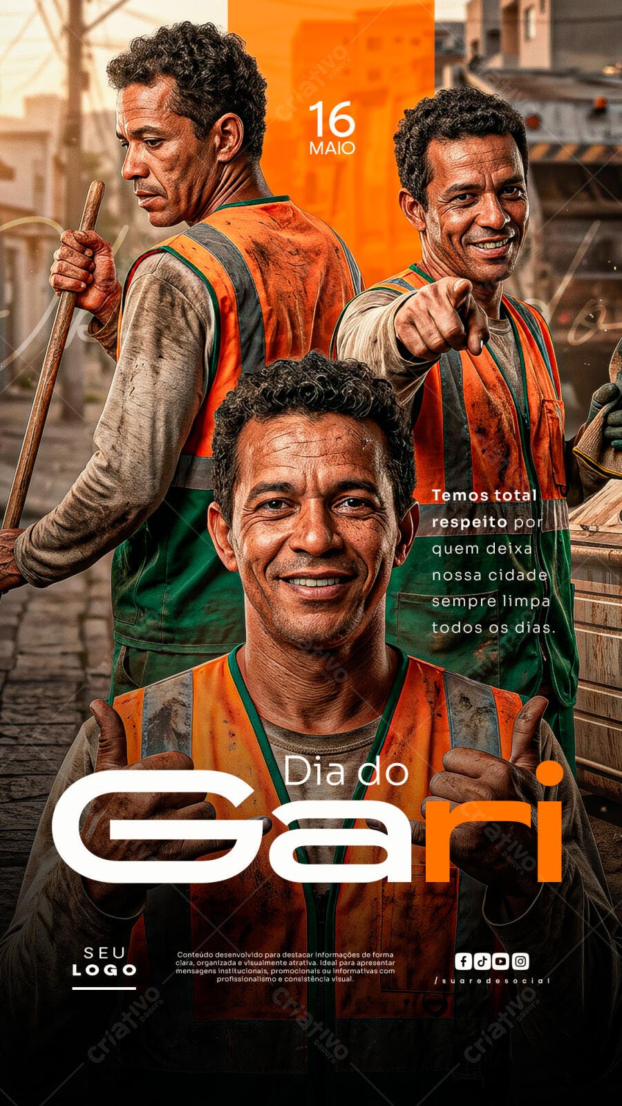 Story Instagram Dia do Gari 16 de Maio PSD Editável