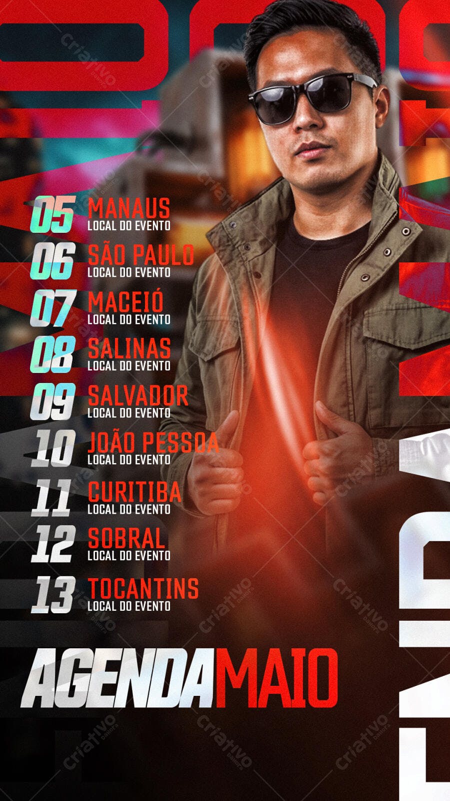 Agenda Maio Eventos Artísticos PSD Editável