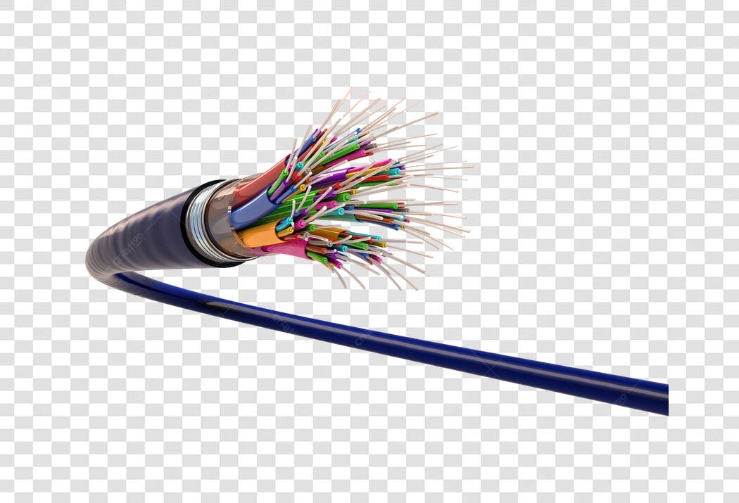 Elemento 3D Cabo Fibra Óptica Internet PNG Fundo Transparente