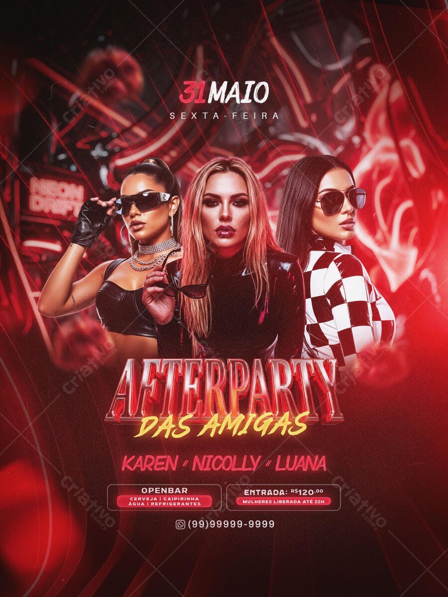 Flyer Afterparty Das Amigas 31 Maio PSD Editável