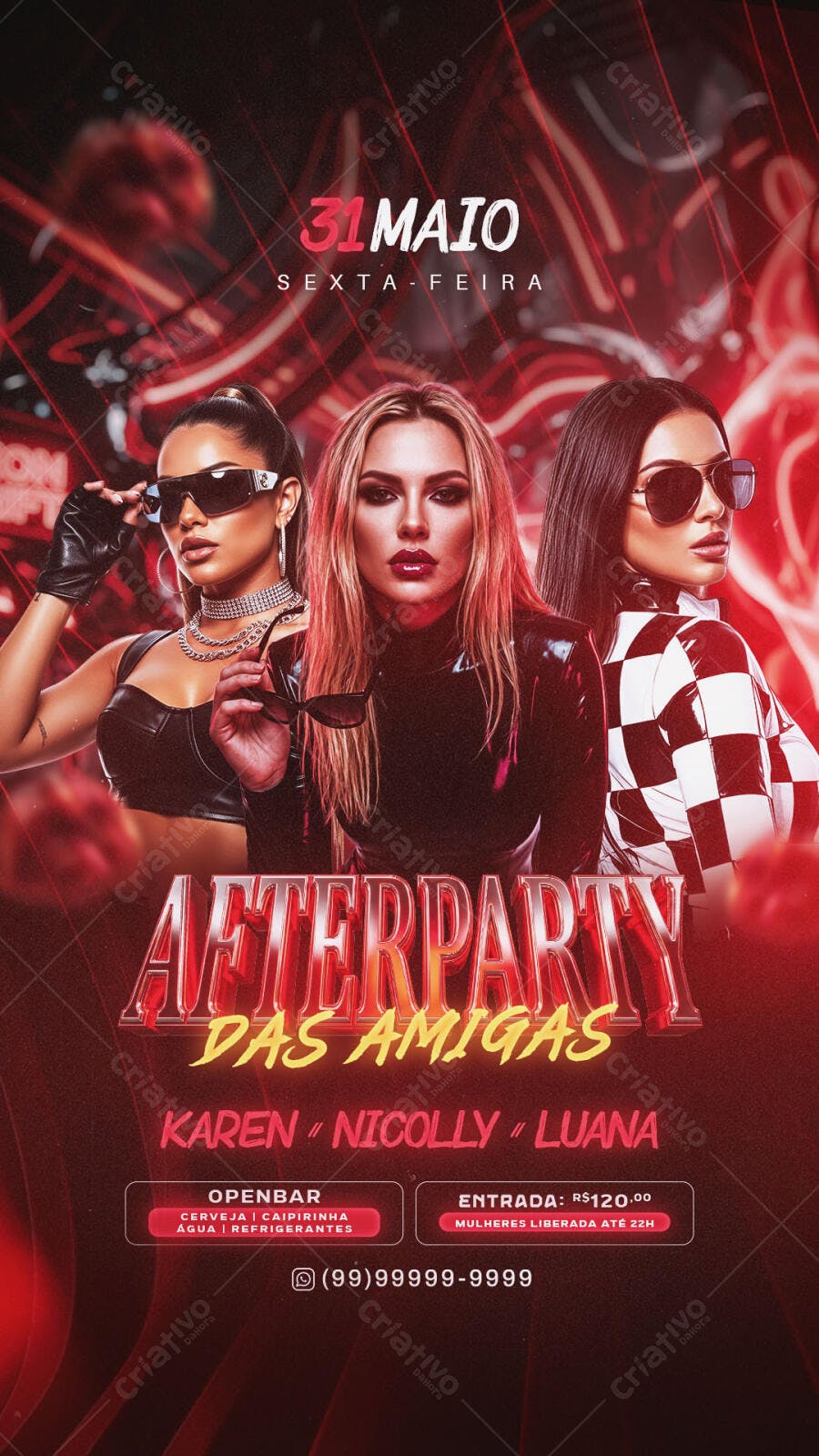 Flyer Afterparty Das Amigas Balada PSD Editável