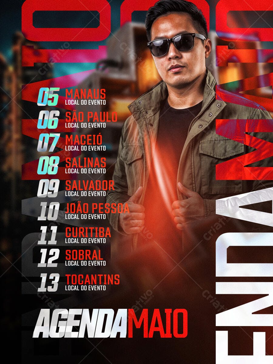 Flyer Agenda de Eventos Maio PSD Editável