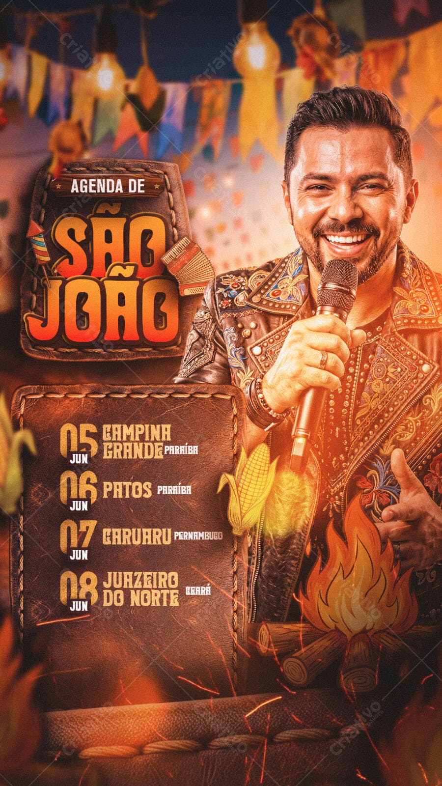 Flyer Agenda São João Junho Arraial PSD Editável
