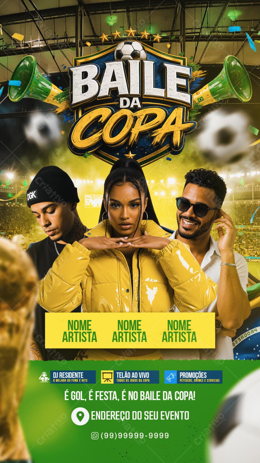 Flyer Baile da Copa Evento Futebol PSD Editável
