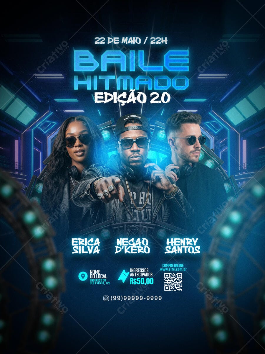 Flyer Baile Hitmado Edição 2.0 Festa Balada PSD Editável