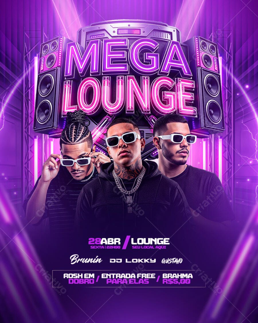 Flyer Balada Mega Lounge Festa PSD Editável