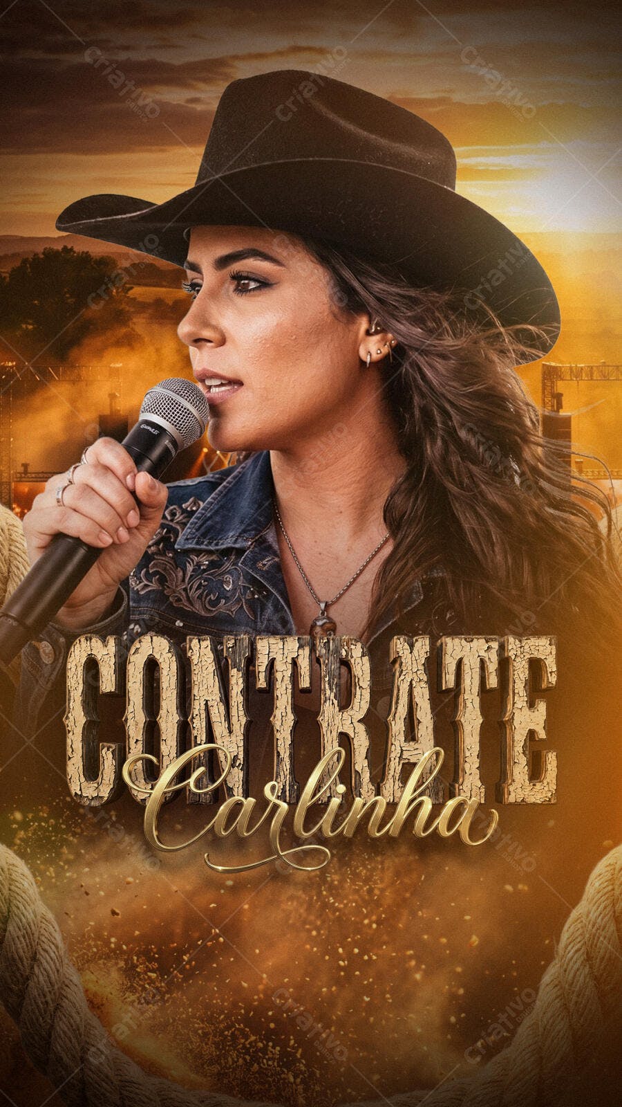 Flyer Cantora Sertaneja Contrate Carlinha PSD Editável