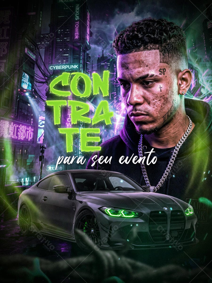 Flyer Contrate Artista Evento Balada PSD Editável