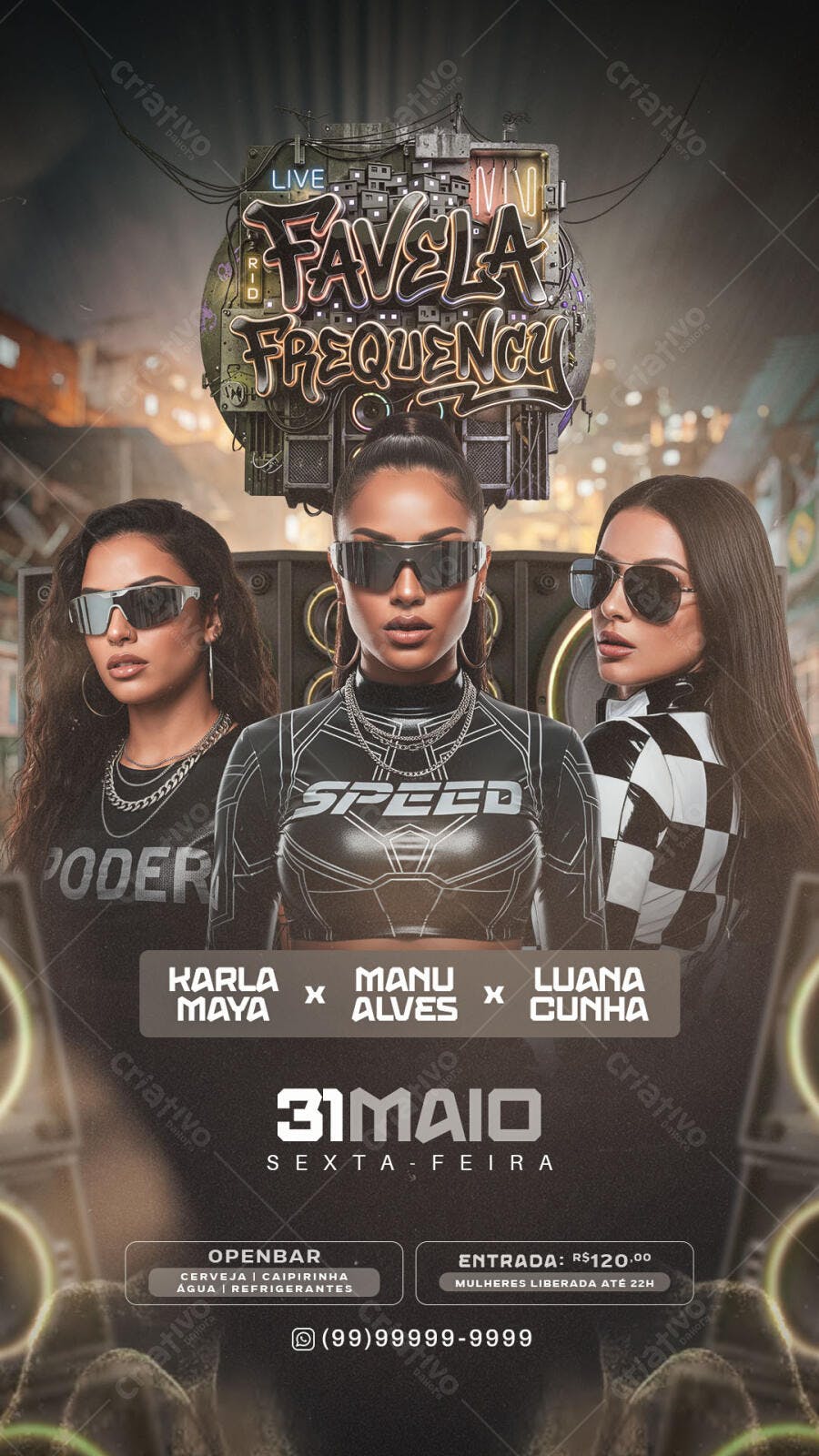 Flyer Favela Frequency Festa 31 Maio PSD Editável