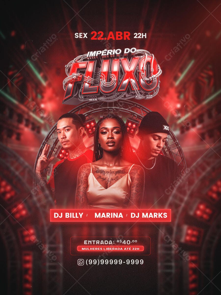 Flyer Festa Balada Fluxo DJs PSD Editável