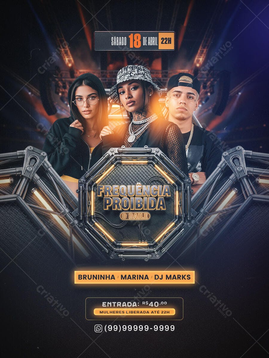 Flyer Festa Balada Frequência Proibida PSD Editável