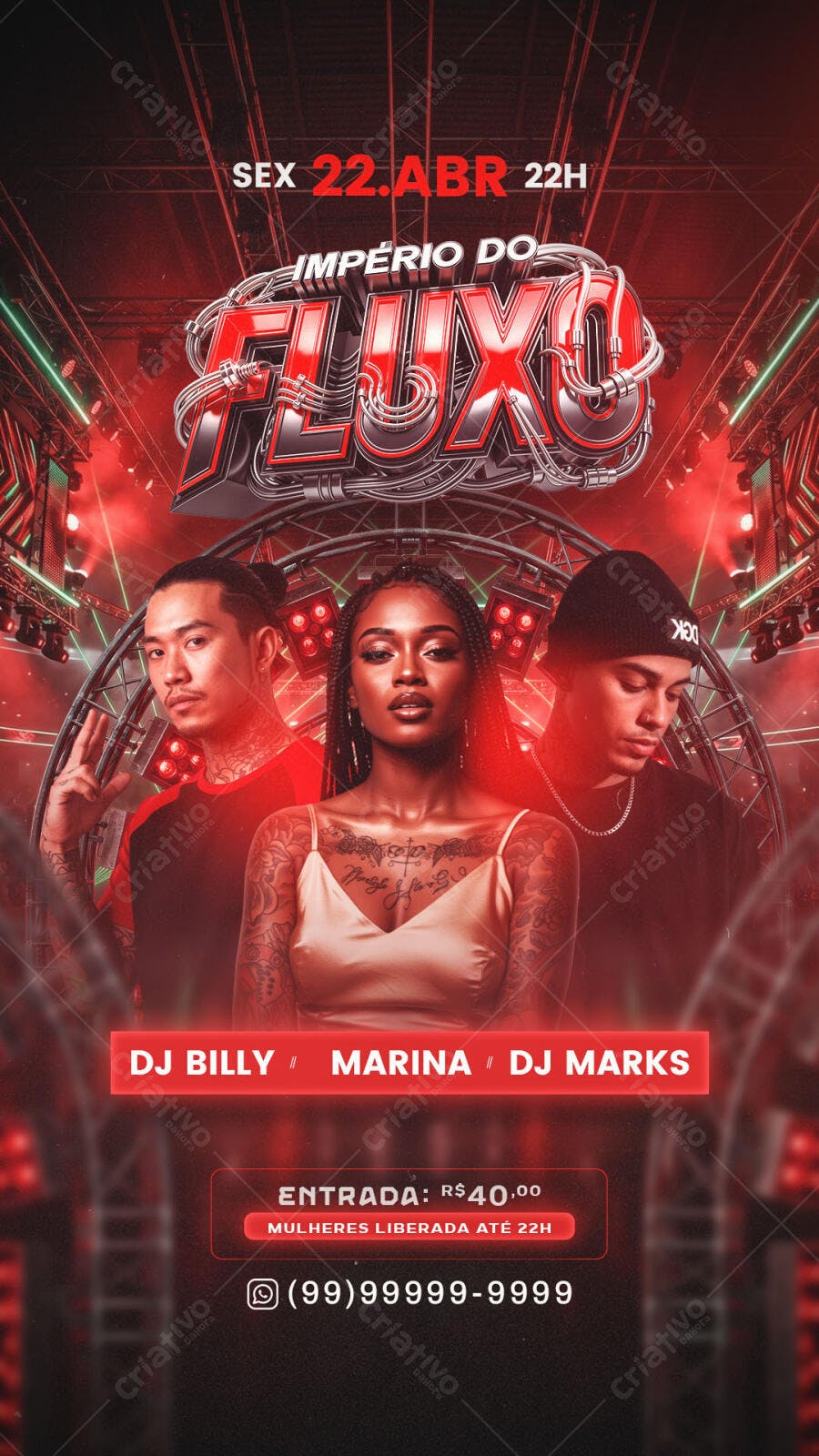 Flyer Festa Balada Império do Fluxo PSD Editável