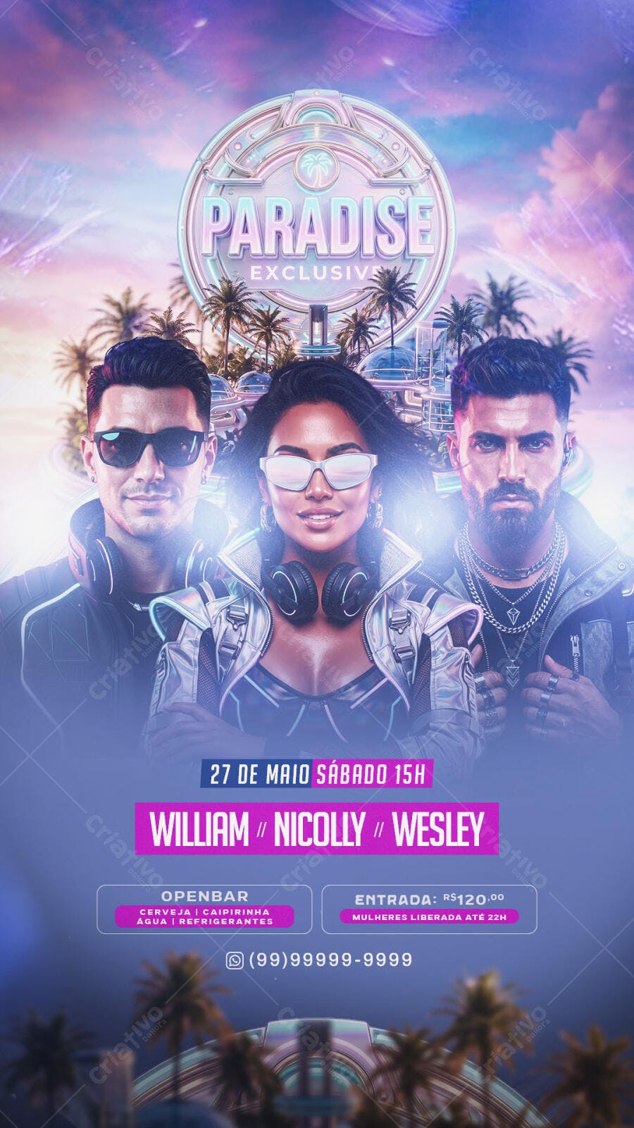 Flyer Festa Balada Paradise Exclusiva PSD Editável