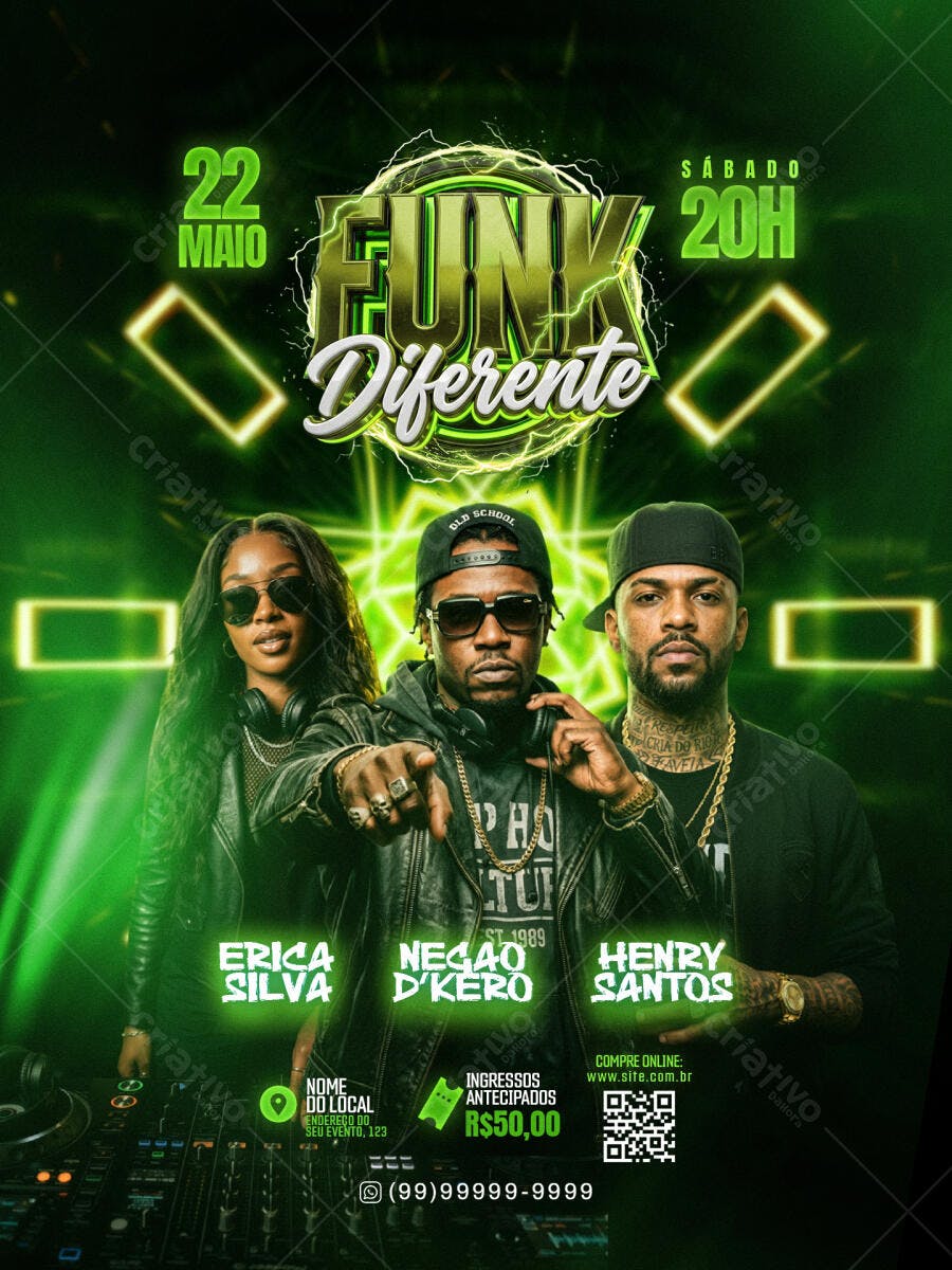 Flyer Funk Diferente Festa Balada PSD Editável